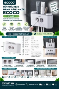 Bộ Nhả Kem Đánh Răng 4 Cốc