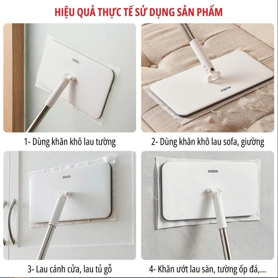 Cây Lau Nhà Xoay 360 Độ ECOCO E2225 | Lau Khô & Ướt, Kháng Khuẩn Hiệu Quả 7 Cây lau nhà Ecoco E2225 xoay 360°