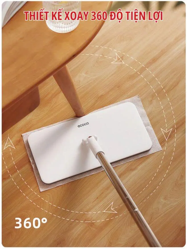 Cây Lau Nhà Xoay 360 Độ ECOCO E2225 | Lau Khô & Ướt, Kháng Khuẩn Hiệu Quả 2 Cây lau nhà Ecoco E2225 xoay 360°