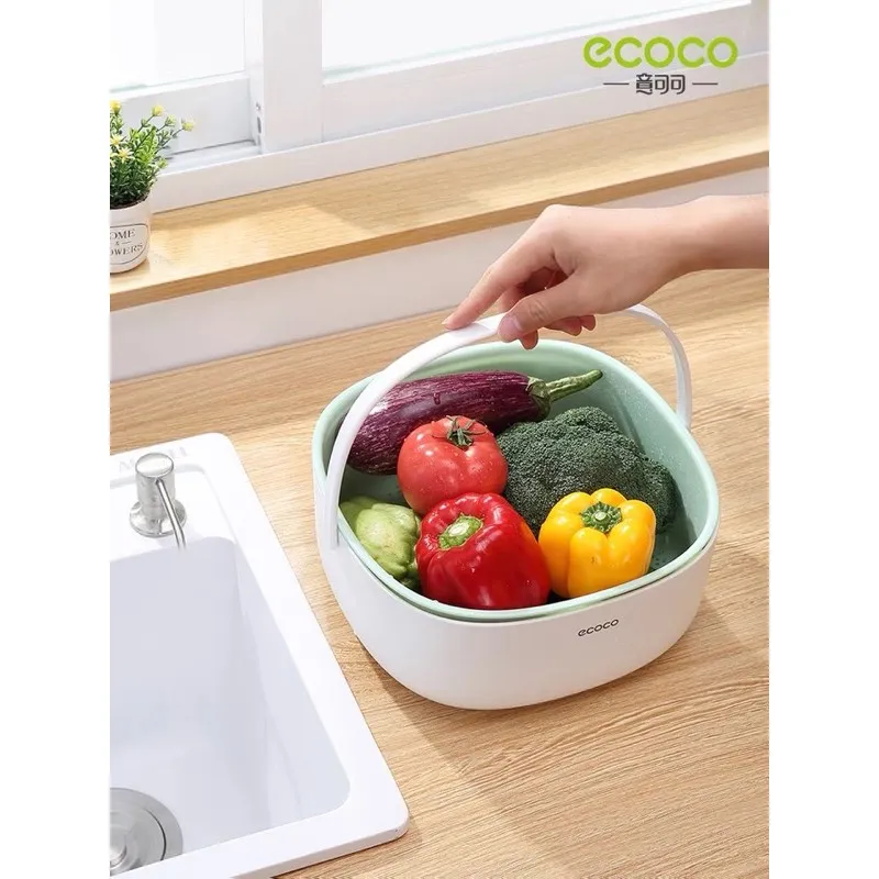 Chậu Rửa Kèm Rổ ECOCO E2025 E2026 | Chậu Rửa Rau Đa Năng Có Rổ Lọc 11 Chậu rửa kèm rổ thông minh