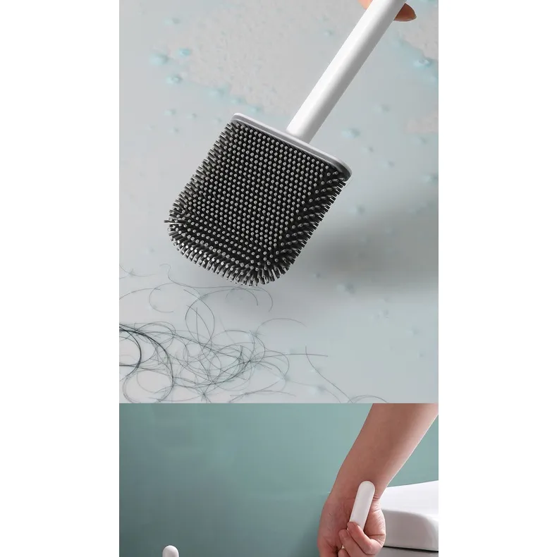 Cọ Vệ Sinh Nhà Vệ Sinh ECOCO E2204 | Bàn Chải Cọ Bồn Cầu Dán Tường Không Khoan 3 Cọ vệ sinh đầu dẹt silicon