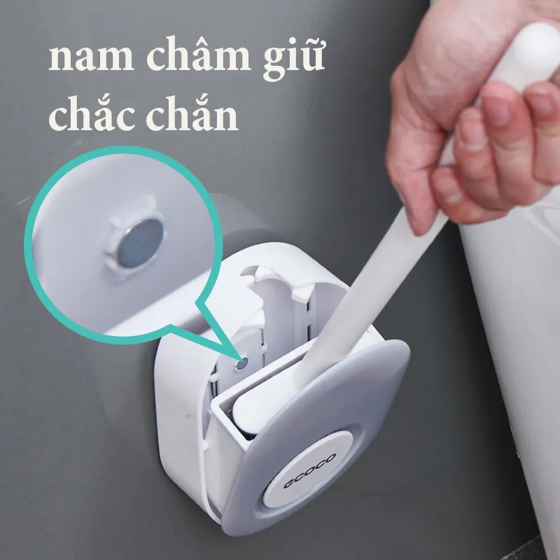 Cọ Vệ Sinh Nhà Vệ Sinh ECOCO E2204 | Bàn Chải Cọ Bồn Cầu Dán Tường Không Khoan 6 Cọ vệ sinh đầu dẹt silicon