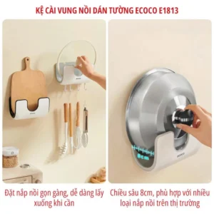 Giá Cài Nắp Vung Cài Thớt ECOCO E1813 | Kệ Để Nắp Nồi Dán Tường 12 Giá để nắp nồi nhà bếp ECOCO