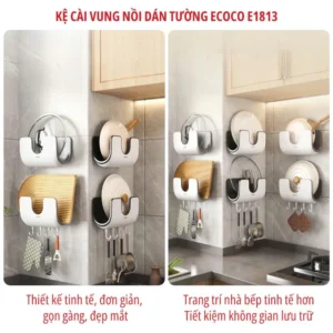 Giá Cài Nắp Vung Cài Thớt ECOCO E1813 | Kệ Để Nắp Nồi Dán Tường 14 Phụ kiện sắp xếp nhà bếp ECOCO
