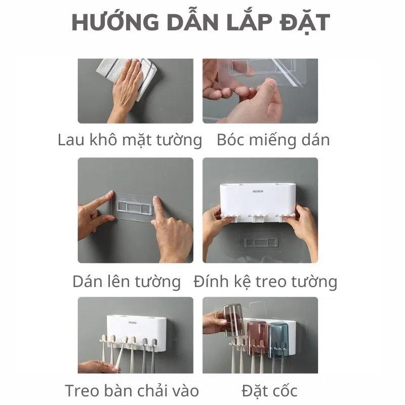 Kệ Để Bàn Chải Đánh Răng ECOCO E1924-E1925-E1926 | Kèm Cốc Từ Tính Cao Cấp 13 Kệ để bàn chải đánh răng kèm cốc