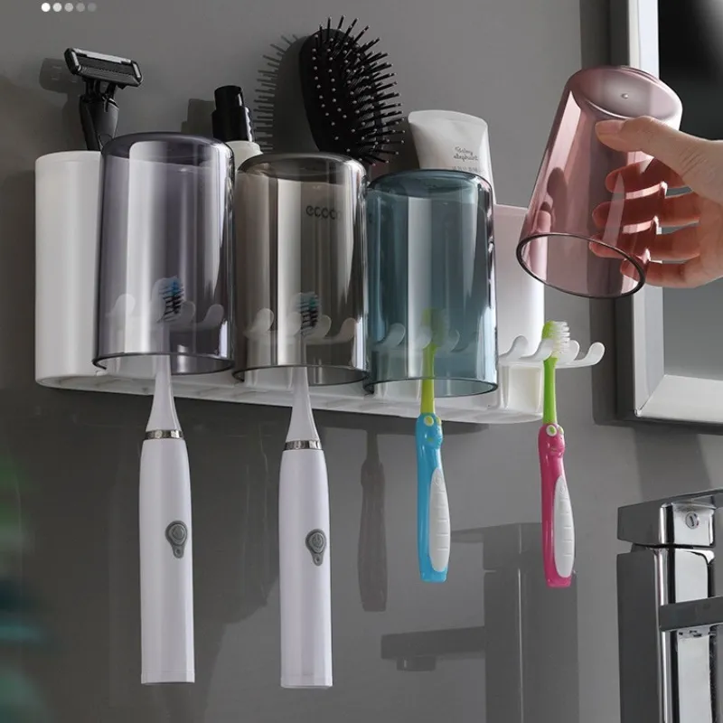 Kệ Để Bàn Chải Đánh Răng ECOCO E1924-E1925-E1926 | Kèm Cốc Từ Tính Cao Cấp 6 Kệ để bàn chải đánh răng kèm cốc