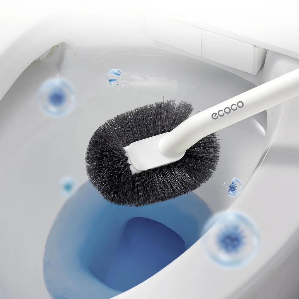 Chổi Cọ Bồn Cầu ECOCO E25044 Treo Tường | Cọ Toilet Chữ S 360° 4 Chổi cọ bộn cầu lông cước Ecoco E25044