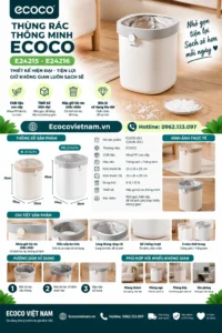 Thùng Rác Thông Minh ECOCO E24215 E24216 | Thiết Kế Mở, Đóng Gói Túi Rác Tự Động 18 Thùng Rác Thông Minh đóng gói rác tự động