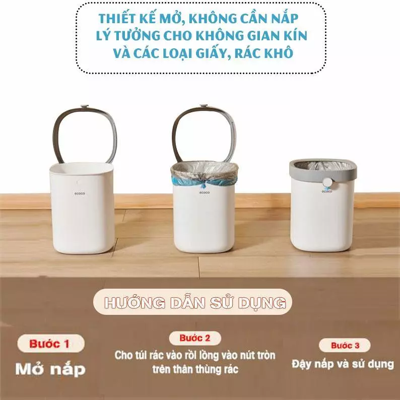Thùng Rác Thông Minh ECOCO E24215 E24216 | Thiết Kế Mở, Đóng Gói Túi Rác Tự Động 8 thùng rác thông minh ECOCO E24215 E24216