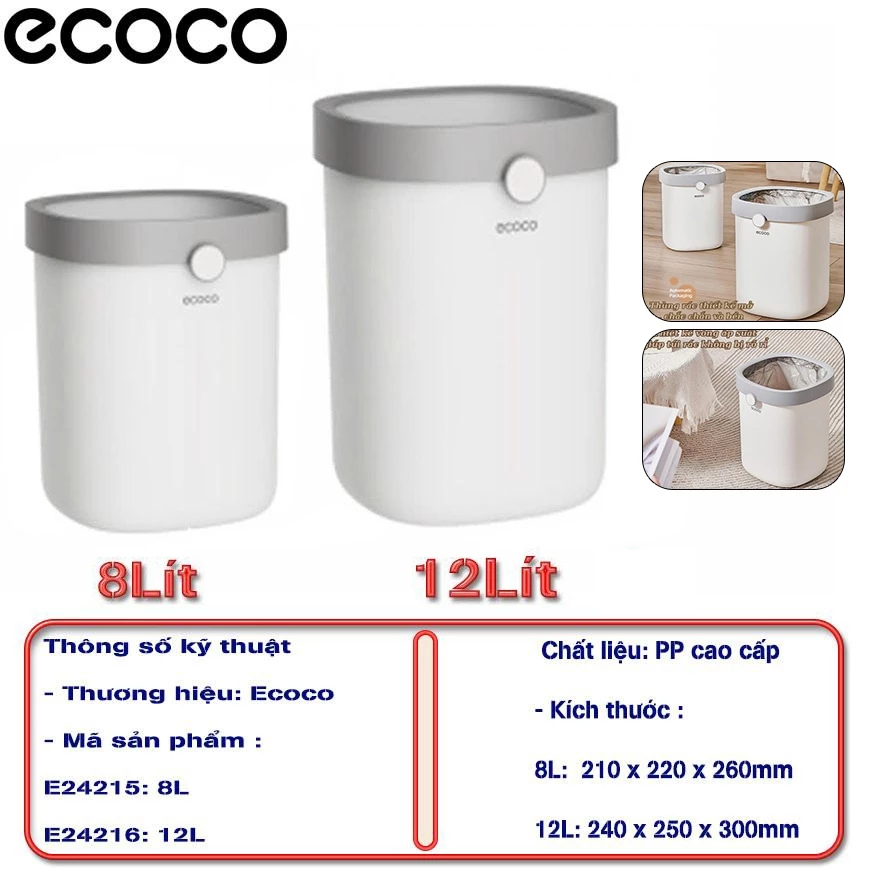 Thùng Rác Thông Minh ECOCO E24215 E24216 | Thiết Kế Mở, Đóng Gói Túi Rác Tự Động 3 thùng rác thông minh ECOCO E24215 E24216